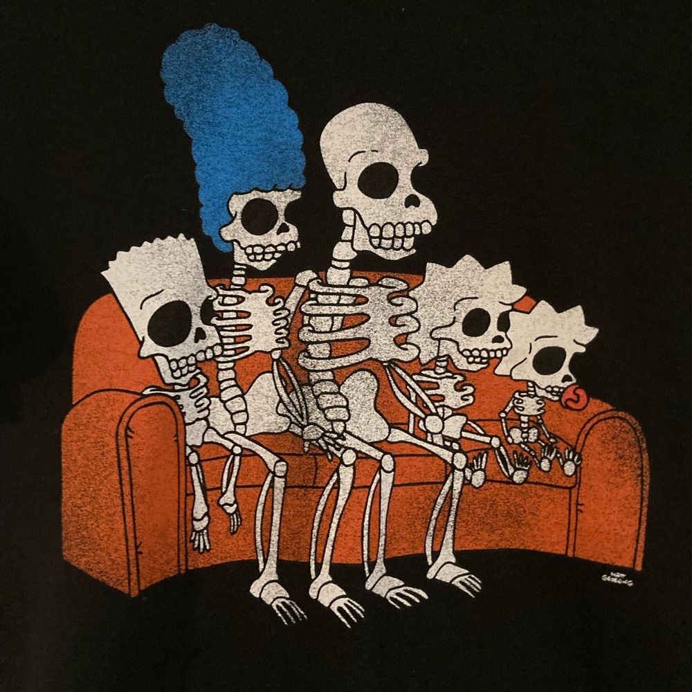 Simpsons Skeleton Black Short Sleeve Tee Halloween Tree House of Horror Size S - Picture 3 of 5